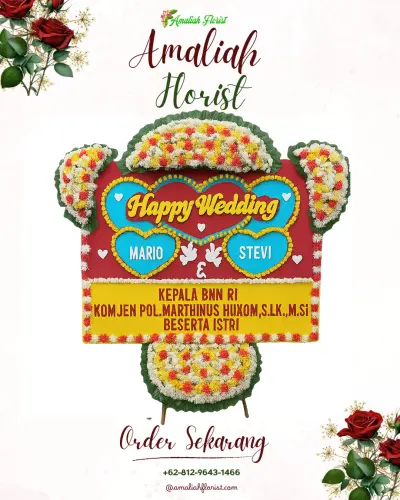 Karangan Papan Bunga Pernikahan di Cideng